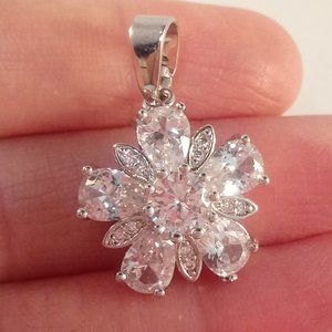 18K White Gold Filled Flower Diamond Zircon Pendant 3.50ctw Women's Party Gift